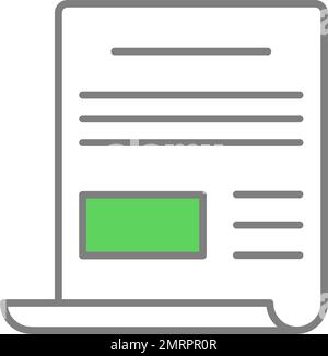 Business plan paper document flat vector icon. Approval validation document, contract conditions or text file with research. Project management and pa Stock Vector
