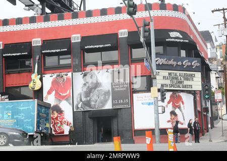 Fans turned out to honor Lemmy Kilmister of Motorhead during his memorial service at the Rainbow Bar and Grill on the Sunset Strip. Los Angeles, CA. 9th January 2016. Stock Photo