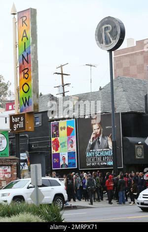 Fans turned out to honor Lemmy Kilmister of Motorhead during his memorial service at the Rainbow Bar and Grill on the Sunset Strip. Los Angeles, CA. 9th January 2016. Stock Photo