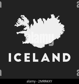 Iceland icon. Country map on dark background. Stylish Iceland map with country name. Vector illustration. Stock Vector