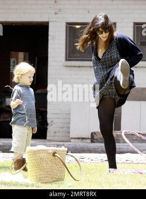 Liv Tyler enjoys some time with her son Milo William and a male friend along with family and friends at a picnic at a local park. She entertained Milo by playing with beach balls and hoola hoops and chatted with the group seeming to have a great time. Los Angeles, CA. 6/7/09. . Stock Photo