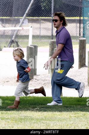 Liv Tyler enjoys some time with her son Milo William and a male friend along with family and friends at a picnic at a local park. She entertained Milo by playing with beach balls and hoola hoops and chatted with the group seeming to have a great time. Los Angeles, CA. 6/7/09. . Stock Photo