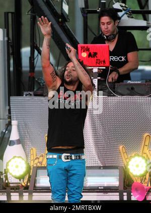 Skyler 'SkyBlu' Gordy of LMFAO performs in concert at the Raleigh Amphitheatre and Festival Site in Raleigh, NC. 9th August 2011. Stock Photo