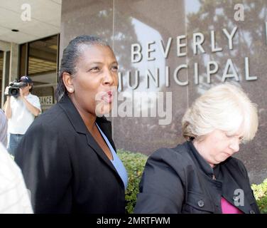 Deputy District Attorney, Danette Meyers, holds a press conference outside the Beverly Hills courthouse today following Lindsay Lohan's hearing. Lohan received a total of 24 hours in jail, 3 years probation and 10 days community service. Lohan released a statement to the press this afternoon admitting her drug and alcohol addiction and taking responsibility for her recent actions. She added 'I am not alone in my daily struggle and I know that people like me have succeeded. Maybe with time it will become easier. I hope so.' Beverly Hills, Calif. 8/23/07. Stock Photo