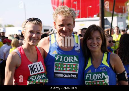 Gordan Ramsay and wife Tana Ramsay take part in the Flora London Marathon in London, UK. 4/26/09. Stock Photo