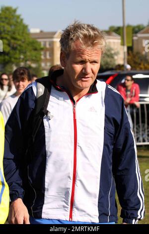 Gordan Ramsay and wife Tana Ramsay take part in the Flora London Marathon in London, UK. 4/26/09. Stock Photo