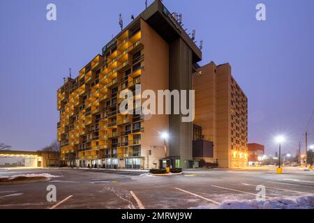 An exterior view of the now demolished Holiday Inn Yorkdale Hotel in Toronto, Ontario, Canada. This building has been demolished. Stock Photo