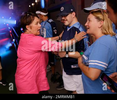 Tennessee Titans controlling owner Amy Adams Strunk talks with general  manager Ran Carthon after an NFL football training camp practice Tuesday,  Aug. 1, 2023, in Nashville, Tenn. (AP Photo/George Walker IV Stock