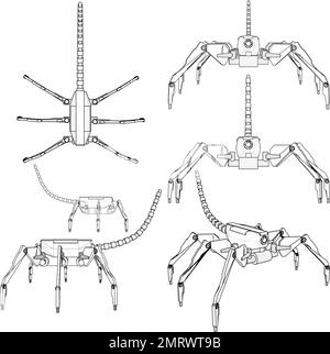 Spider Robot Android Vector 01. Illustration Isolated On White Background. A Vector Illustration Of Robot Spider. Stock Vector