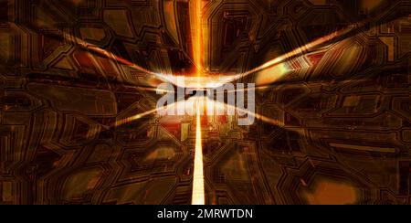 abstract science fiction background with light and tunnel, dynamic motion effect Stock Photo