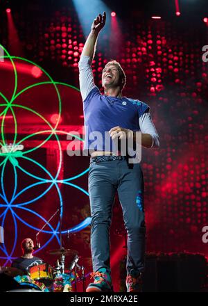 Chris Martin and Will Champion from Coldplay backstage at the Hollywood  Bowl, Los Angeles, United States of America Stock Photo - Alamy