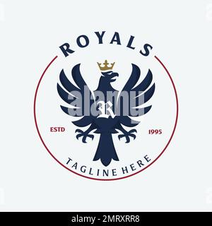 Royal letter emblem with Crowned American Eagle. Vector illustration Stock Vector