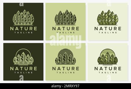 Line park logo design template. Leaf line logo graphic vector. Stock Vector