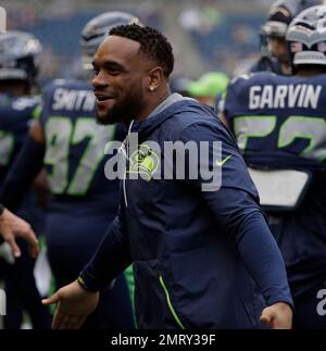 Seattle Seahawks running back Thomas Rawls (34) hurdles Carolina