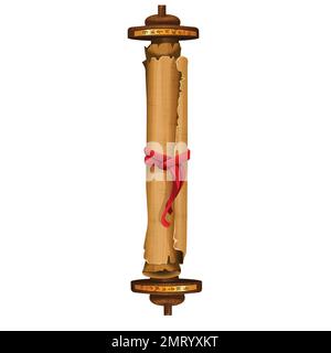 Ancient Egypt papyrus scroll with wooden rods cartoon vector with ...