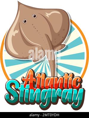 Atlantic stingray logo with carton character illustration Stock Vector
