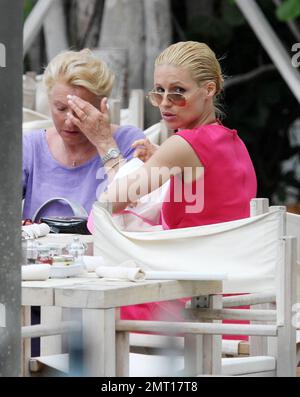 Swiss actress and model Michelle Hunziker spends time on Miami Beach, FL, 04/05/10. Stock Photo
