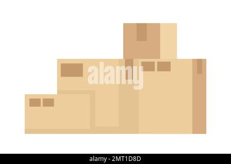 Cardboard boxes pile for moving and delivery semi flat color vector objects Stock Vector