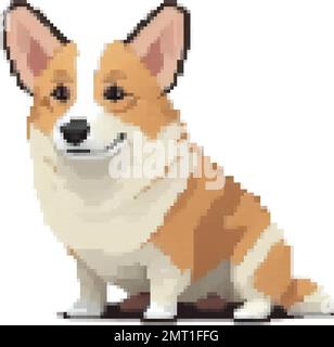 dog corgi breeds pixel art vector illustration Stock Vector