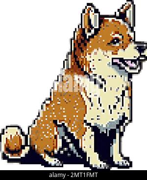 dog shiba inu breeds pixel art vector illustration Stock Vector