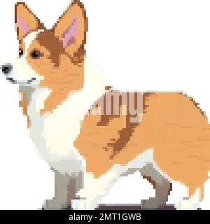 dog corgi breeds pixel art vector illustration Stock Vector