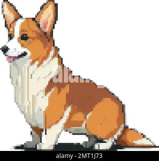 dog corgi breeds pixel art vector illustration Stock Vector