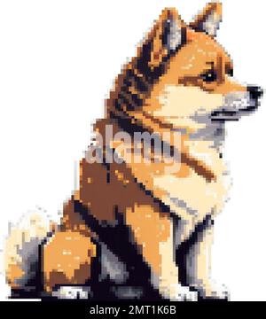 dog shiba inu breeds pixel art vector illustration Stock Vector