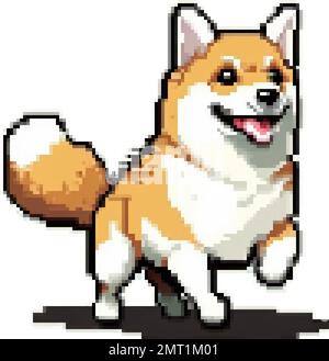 dog shiba inu breeds pixel art vector illustration Stock Vector