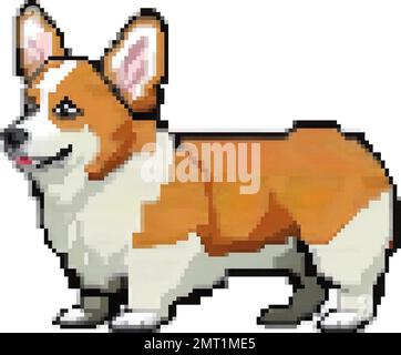 dog corgi breeds pixel art vector illustration Stock Vector