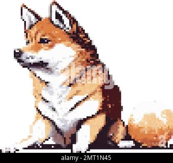 dog shiba inu breeds pixel art vector illustration Stock Vector