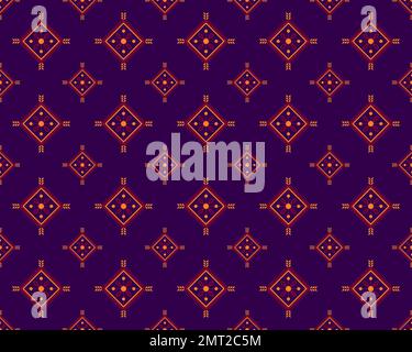 ETHNIC STYLE SEAMLESS PATTERN, PURPLE AND RED TRIANGLE SHAPE PATTERN DESIGN, TRIBAL PATTERN Stock Photo