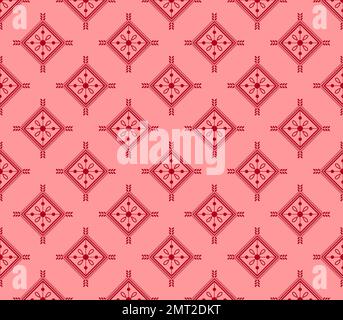 ETHNIC STYLE SEAMLESS PATTERN, pink AND RED TRIANGLE SHAPE PATTERN DESIGN, TRIBAL PATTERN Stock Photo