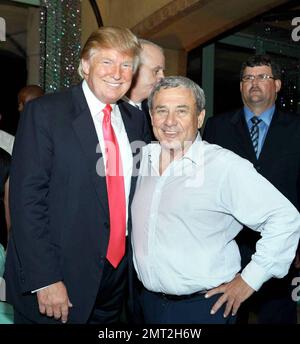 EXCLUSIVE!! Donald Trump and Sol Kerzner at a private party at the Coronation Ball after the Miss Universe pageant at Atlantis on Paradise Island in the Bahamas. 8/23/09. Stock Photo