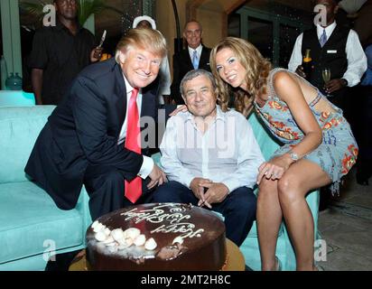 EXCLUSIVE!! Donald Trump, Sol Kerzner and Heather Kerzner at a private party at the Coronation Ball after the Miss Universe pageant at Atlantis on Paradise Island in the Bahamas. 8/23/09. Stock Photo