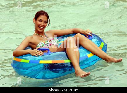 Exclusive!! Miss Universe Dayana Mendoza gets some thrills and even some relaxation on the water rides and slides at Atlantis Paradise Island. Paradise Island, Bahamas. 6/6/09. . Stock Photo