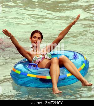 Exclusive!! Miss Universe Dayana Mendoza gets some thrills and even some relaxation on the water rides and slides at Atlantis Paradise Island. Paradise Island, Bahamas. 6/6/09. . Stock Photo