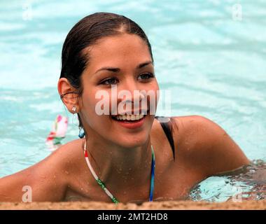 Exclusive!! Miss Universe Dayana Mendoza gets some thrills and even some relaxation on the water rides and slides at Atlantis Paradise Island. Paradise Island, Bahamas. 6/6/09. . Stock Photo