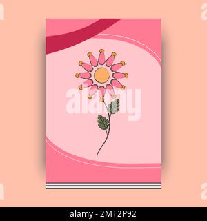 Soft Pink Color Notebook Design Cover With Flower For Kids Stock Photo
