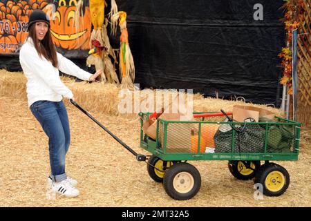 Soleil Moon Frye shops for ther perfect pumpkin with her husband Jason Goldberg and their two daughters, Poet and Jagger at Mr Bones Pumpkin Patch in West Hollywood, CA. 10/16/10 Stock Photo