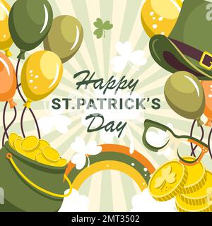 happy st patricks bright banner square balloons holiday Stock Vector