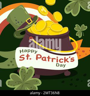 st patricks day square banner happy st patrick coin barrel Stock Vector