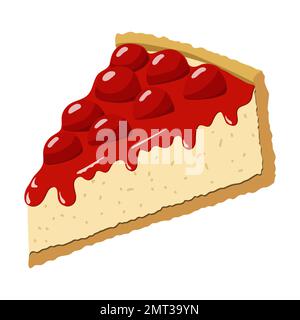 Cherry cheesecake. vector illustration on a white background Stock Vector