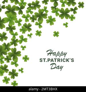 st patricks day square banner clover gradient located on the left side Stock Vector