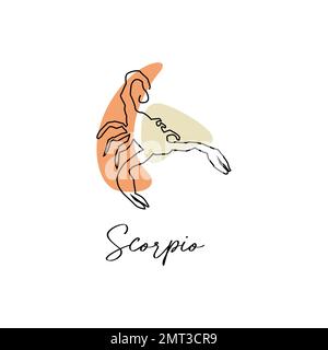 Astrology horoscope symbol zodiac Scorpio sign in line art style boho color Stock Vector