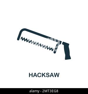 Hacksaw icon. Monochrome simple sign from construction instruments collection. Hacksaw icon for logo, templates, web design and infographics. Stock Vector