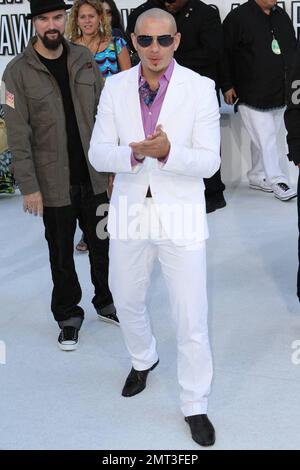 Rapper Pitbull (Armando Perez) arrives at the 2010 MTV Video Music Awards held at the Nokia Theatre. Los Angeles, CA. 09/12/10. Stock Photo