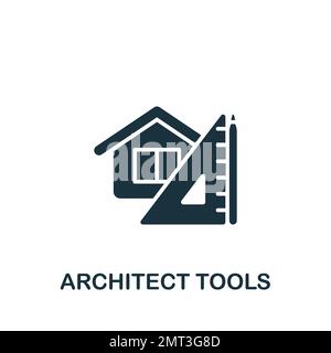Architect tools icon. Monochrome simple sign from construction instruments collection. Architect tools icon for logo, templates, web design and Stock Vector