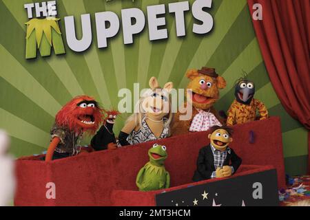 Animal, Miss Piggy, Fozzy Bear, Gonzo, Kermit the Frog and Sweetums of 'The Muppets' are honored with a Star on the Hollywood Walk of Fame. Los Angeles, CA. 20th March 2012. Stock Photo