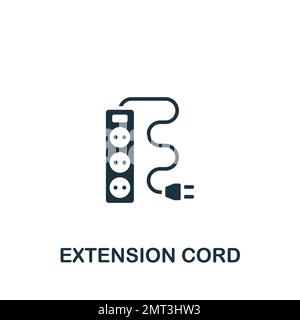 Extension cord icon. Monochrome simple sign from construction instruments collection. Extension cord icon for logo, templates, web design and Stock Vector