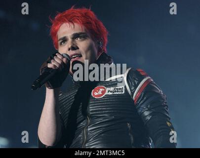 My Chemical Romance and front man Gerard Way perform at Day One of the Reading Festival 2011. Reading, UK. 26th August 2011. Stock Photo